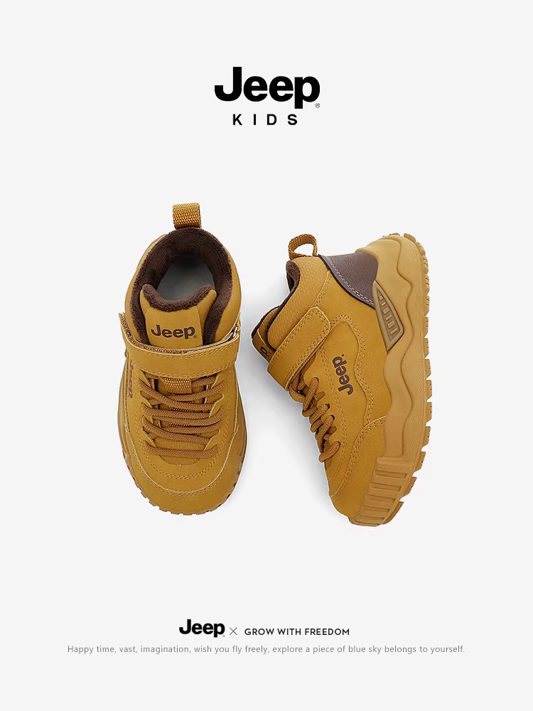 Giày thể thao trẻ em Jeep Giày cotton lót lông cừu mùa đông Giày đi bộ đường dài ngoài trời 2025 Giày trẻ em chống trượt mới Giày bé trai