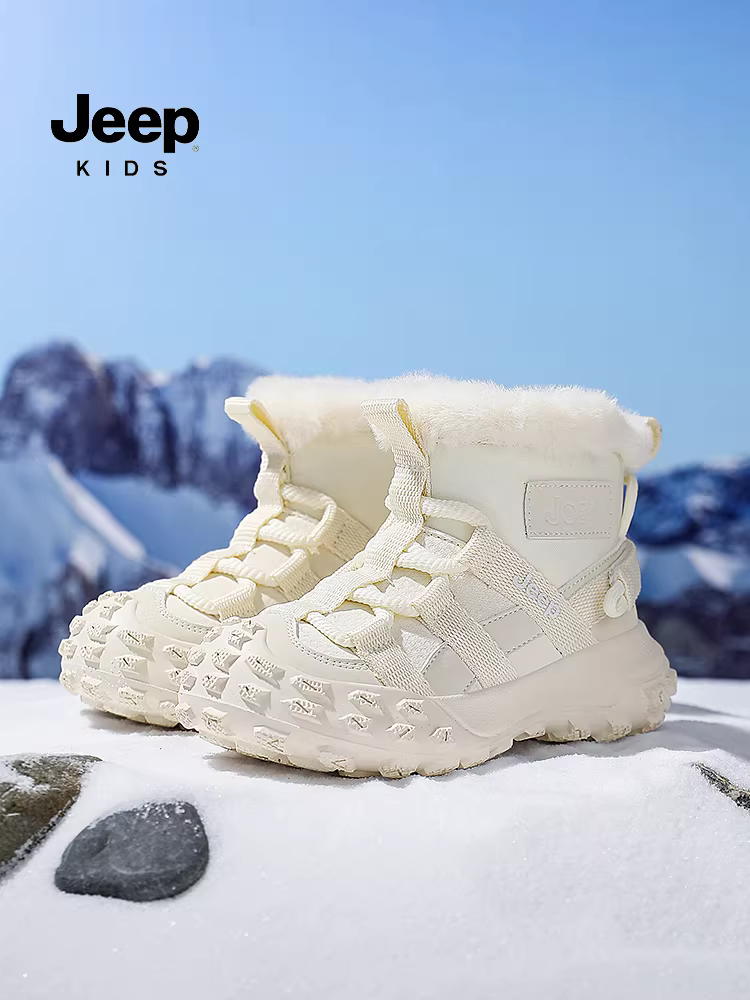 Giày trẻ em Jeep, giày đi tuyết trẻ em cho bé trai và bé gái, giày cotton ấm áp nhung mùa đông mới, giày mùa đông ngoài trời cho bé