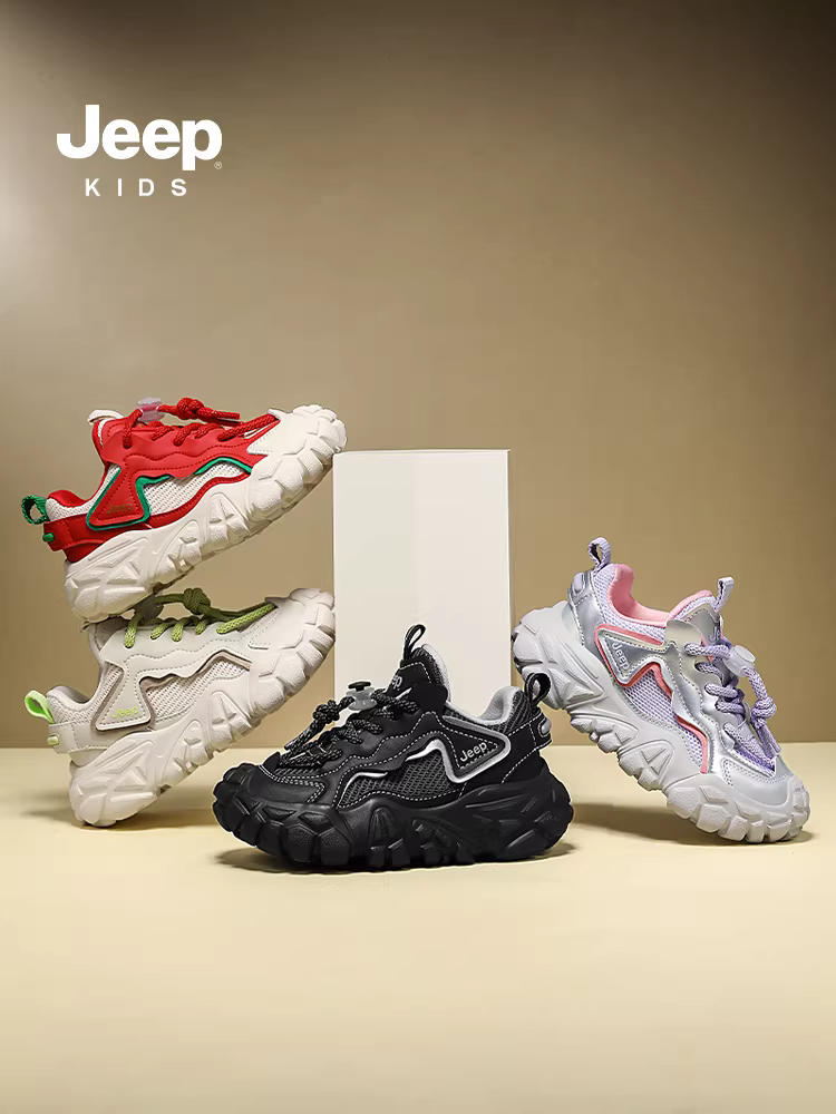Giày trẻ em Jeep, giày bố thoáng khí cho bé, mẫu mới xuân thu 2025, giày thể thao đế mềm cho bé trai và bé gái.