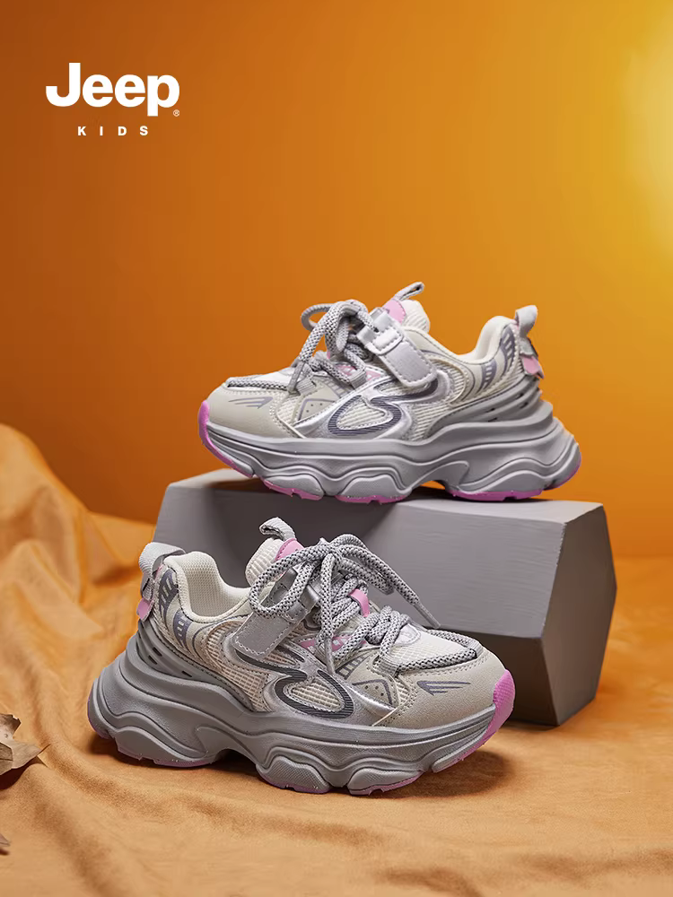 Giày trẻ em Jeep, giày bé gái, giày bố đế mềm thoáng khí, giày thể thao siêu nhẹ cho bé trai mùa xuân 2025