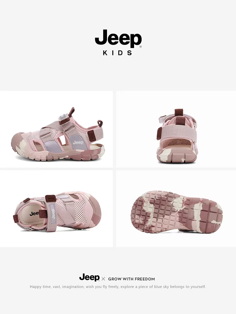 Dép thể thao mùa hè kiểu dáng trẻ em Jeep, giày đi suối cho bé gái, mẫu mới 2025, chống trơn trượt, giày đi biển mũi kín cho trẻ em
