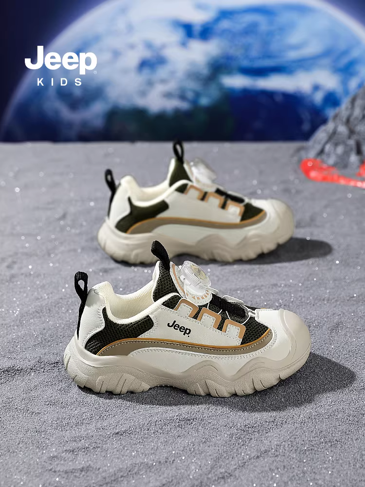 Giày lưới chạy bộ cho bé trai Jeep, mẫu mới xuân 2025, đế mềm, giày đi bộ ngoài trời, giày thể thao trẻ em