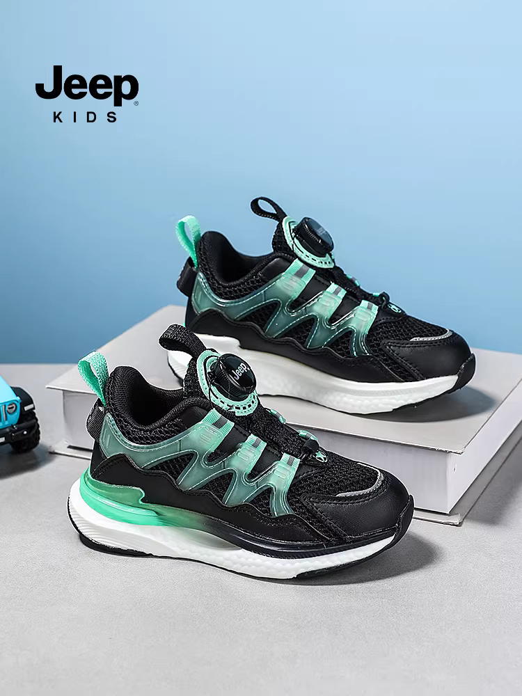 Giày thể thao trẻ em Jeep, giày chạy bộ lưới cho bé trai, giày thi học sinh nữ 2025 mới, giày nhảy dây học sinh