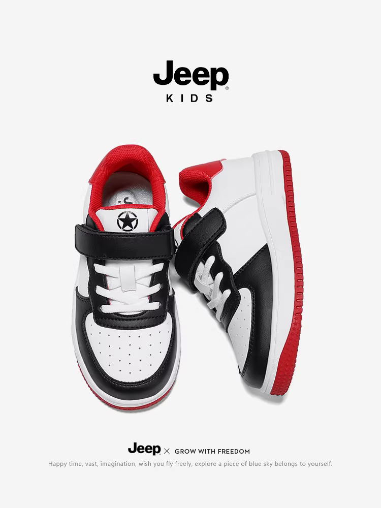 Giày trẻ em Jeep đế mềm, giày trẻ em mùa xuân thu 2025 mới, giày thể thao trắng trẻ em, giày thể thao trắng cho bé lớn