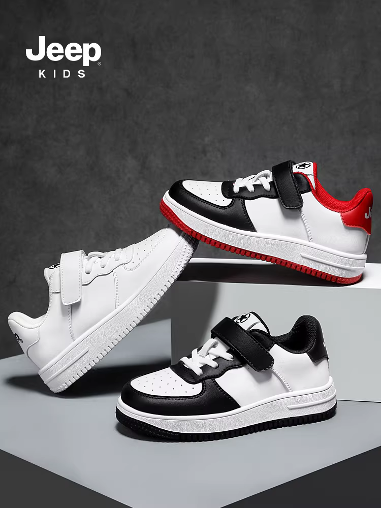Giày trẻ em Jeep đế mềm, giày trẻ em mùa xuân thu 2025 mới, giày thể thao trắng trẻ em, giày thể thao trắng cho bé lớn
