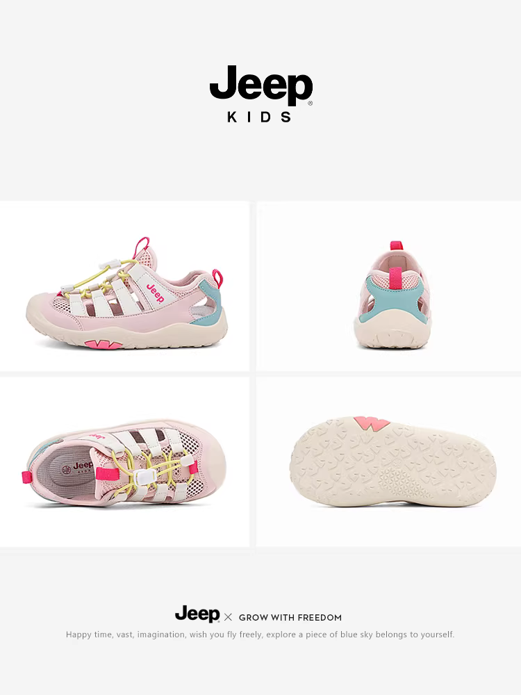 Dép sandal trẻ em Jeep, giày nước mùa hè 2025 mới, đế mềm chống trơn, giày đi biển cho bé gái