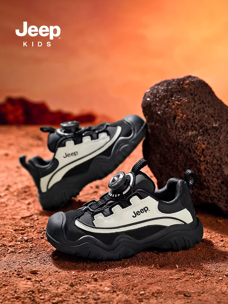 Giày thể thao da đen chống thấm nước cho bé trai mùa thu, giày trẻ em mới năm 2025, giày đi bộ ngoài trời