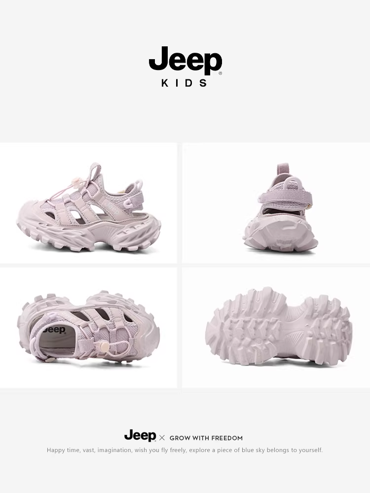 Giày đi biển mùa hè thoáng khí nhẹ nhàng dành cho trẻ em của hãng Jeep dành cho bé gái, dép bố nữ đế dày thời trang, mũi kín, kiểu dáng thể thao.