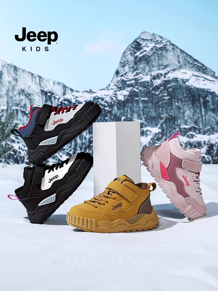 Giày thể thao trẻ em Jeep Giày cotton lót lông cừu mùa đông Giày đi bộ đường dài ngoài trời 2025 Giày trẻ em chống trượt mới Giày bé trai