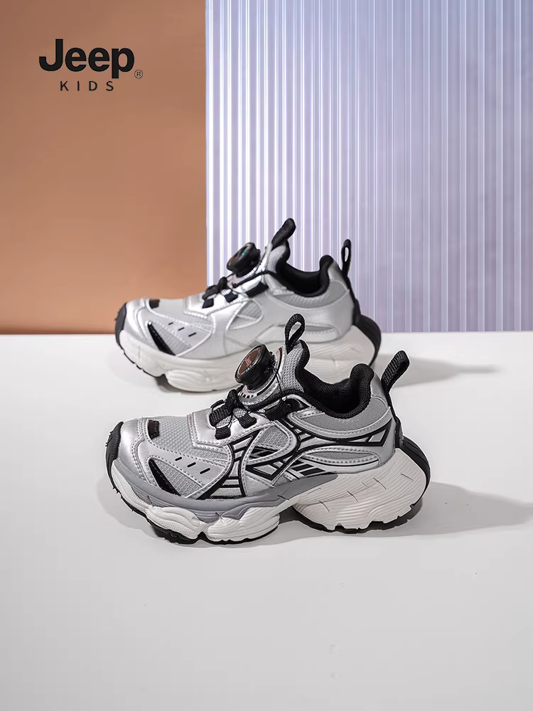Giày nút kiểu Jeep cho bé trai, giày bố, giày nữ mùa thu mới 2025, giày thể thao trẻ em nhẹ, chống trơn trượt.