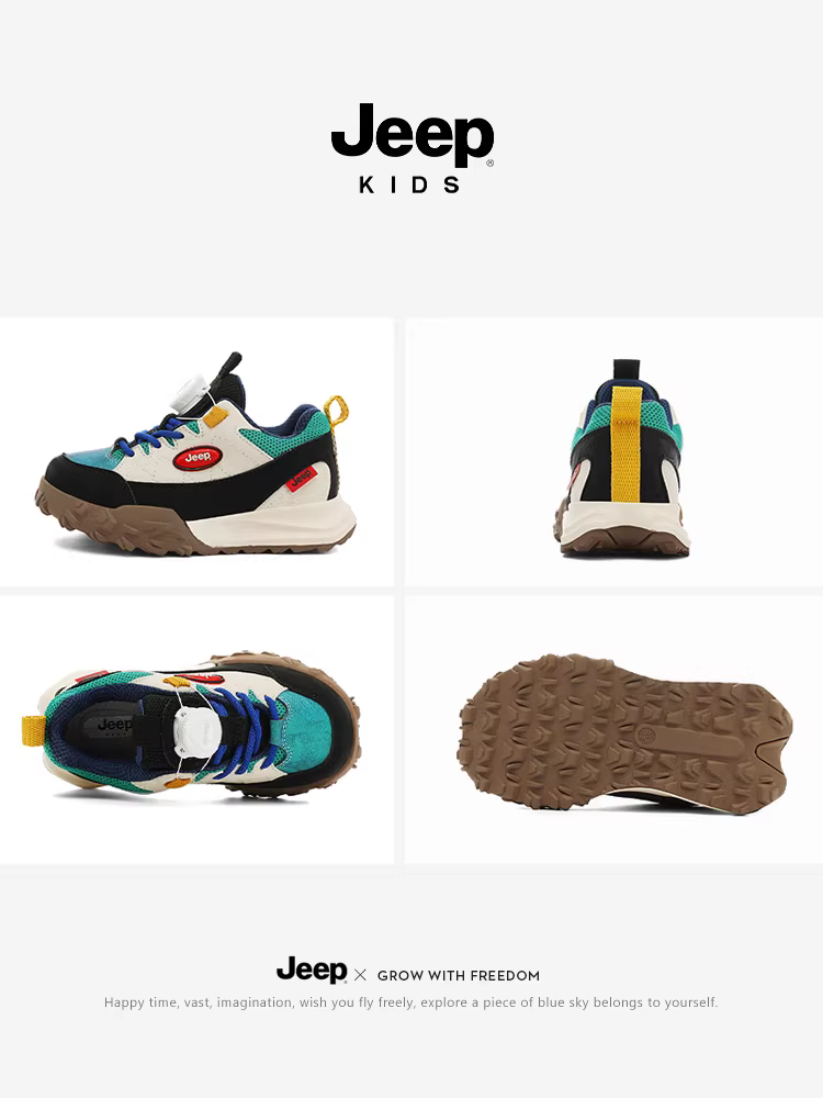 Giày trẻ em Jeep dành cho bé trai, giày đi bộ ngoài trời, mẫu mới mùa thu 2025, giày thể thao nhẹ có khóa cài cho bé gái.