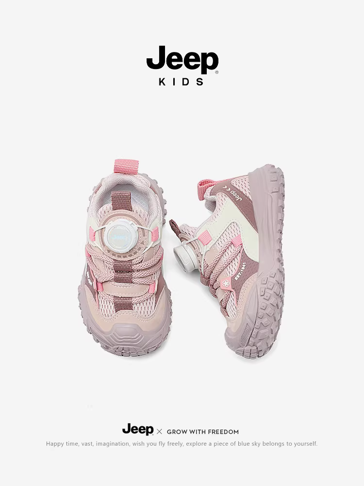 Giày thể thao dành cho bé gái của hãng Jeep dành cho mùa xuân và mùa thu, thoáng khí và nhẹ, giày trẻ em chống trượt và chống đá dành cho bé mẫu giáo dành cho trẻ mới biết đi và trẻ nhỏ.