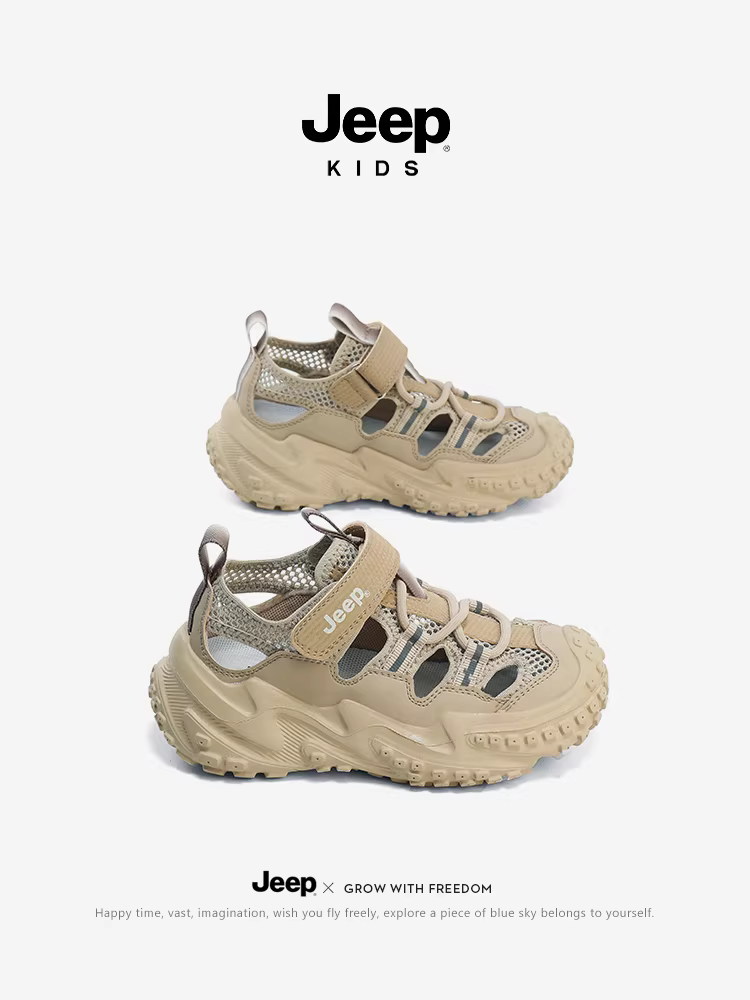 Giày sandal trẻ em Jeep, kiểu kín mũi, nhẹ, thể thao, dành cho trẻ lớn, giày nữ, mẫu mới hè 2025, giày lưới cho bé trai