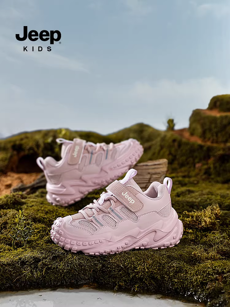 Giày thể thao trẻ em Jeep màu đen mùa xuân thu nhẹ thoáng khí kiểu chạy bộ dành cho bé trai và bé gái mẫu mới 2025