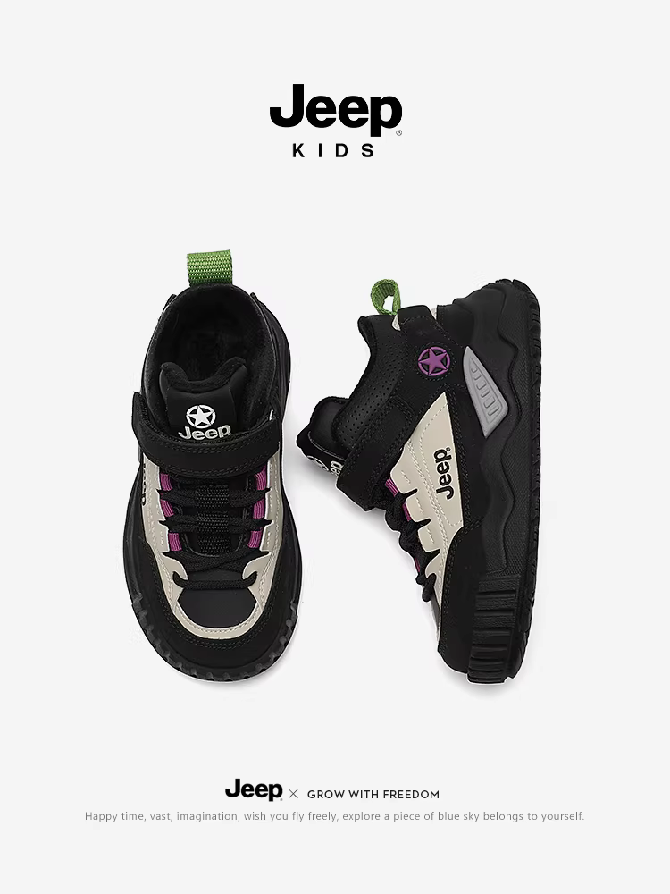 Giày thể thao cotton lót lông cừu cho bé trai Jeep mùa đông 2025, giày chạy bộ trẻ em mới cho bé gái, giày thể thao ngoài trời, giày thường ngày