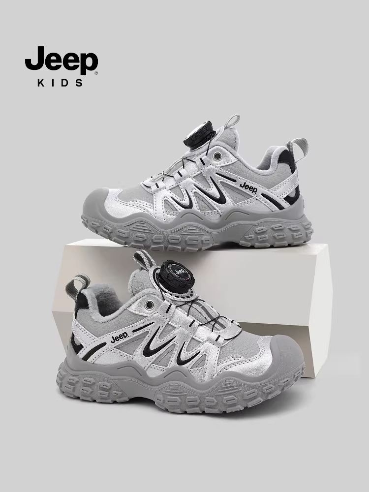 Giày trẻ em Jeep giày thể thao nam giày đi bộ đường dài cho bé trai 2025 giày cotton lót lông cừu mùa đông mới giày trẻ em bé gái