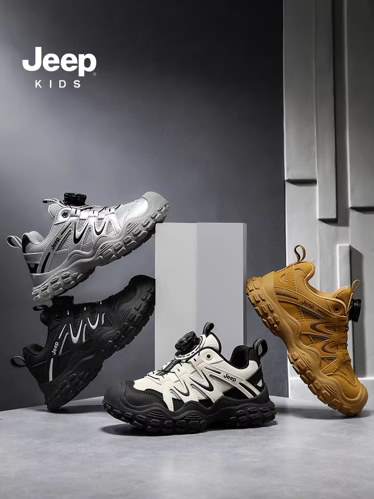 Giày thể thao trẻ em Jeep Giày trẻ em mùa đông Giày cotton lót lông cừu 2025 Giày đi bộ đường dài ngoài trời chống trượt mới Giày trẻ em