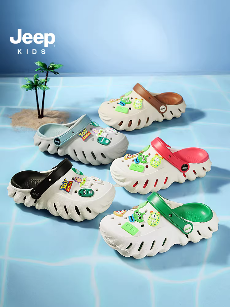 Giày trẻ em Jeep cho bé trai, dép mùa hè thoáng khí, mẫu mới 2025, giày đi biển đế mềm nhẹ, guốc.