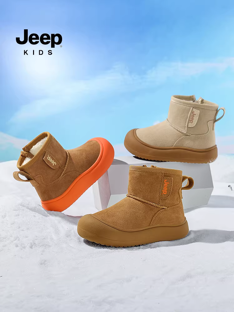 Giày bốt trẻ em Jeep mùa đông 2025 kiểu mới lót lông dày giữ ấm cho bé gái bé trai