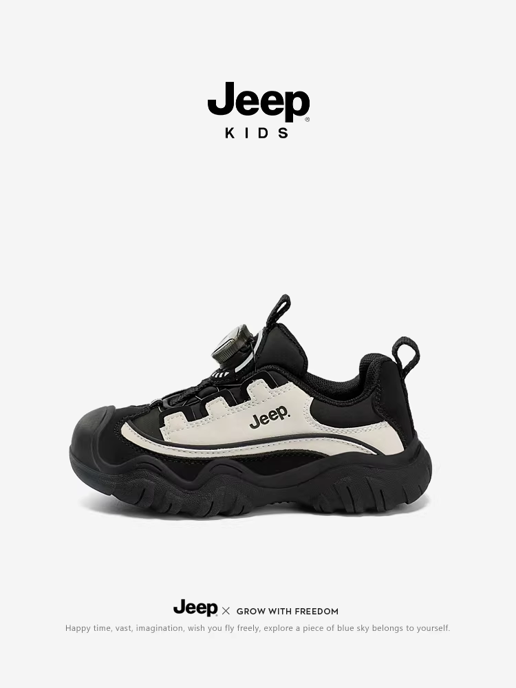 Giày trẻ em Jeep da chống thấm nước mùa thu 2025 giày trẻ em mới chống trượt giày đi bộ đường dài bé trai giày thể thao màu đen