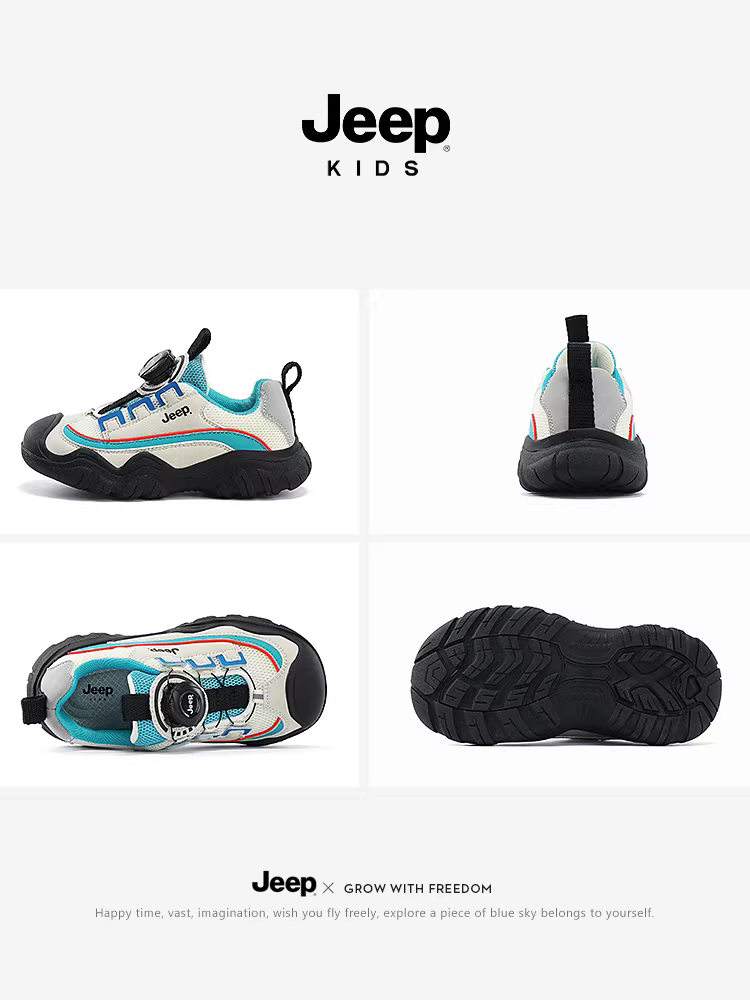 Giày lưới chạy bộ cho bé trai Jeep, mẫu mới xuân 2025, đế mềm, giày đi bộ ngoài trời, giày thể thao trẻ em