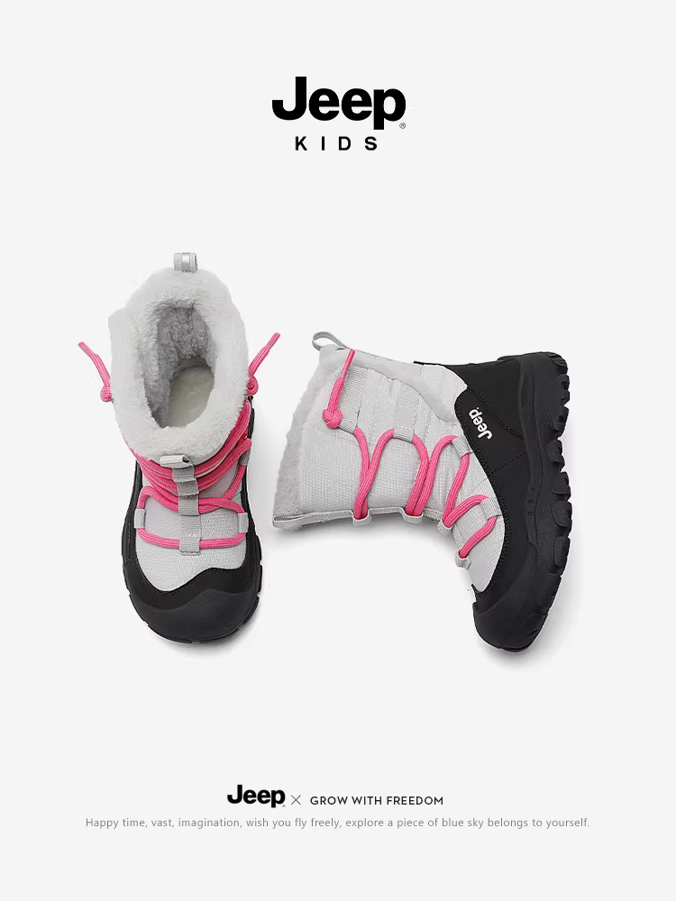 Giày bốt tuyết ấm áp cho bé gái, lót lông cừu, giày cotton trẻ em, chống thấm nước, chống trơn trượt, mẫu mới 2025, dày dặn