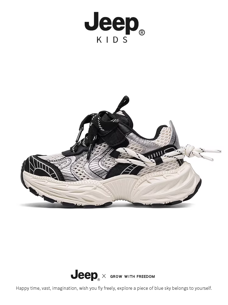Giày thể thao lưới thoáng khí mùa hè dành cho trẻ em Jeep dành cho bé gái, giày chạy bộ nhẹ, giày bố bé trai kiểu mới 2025