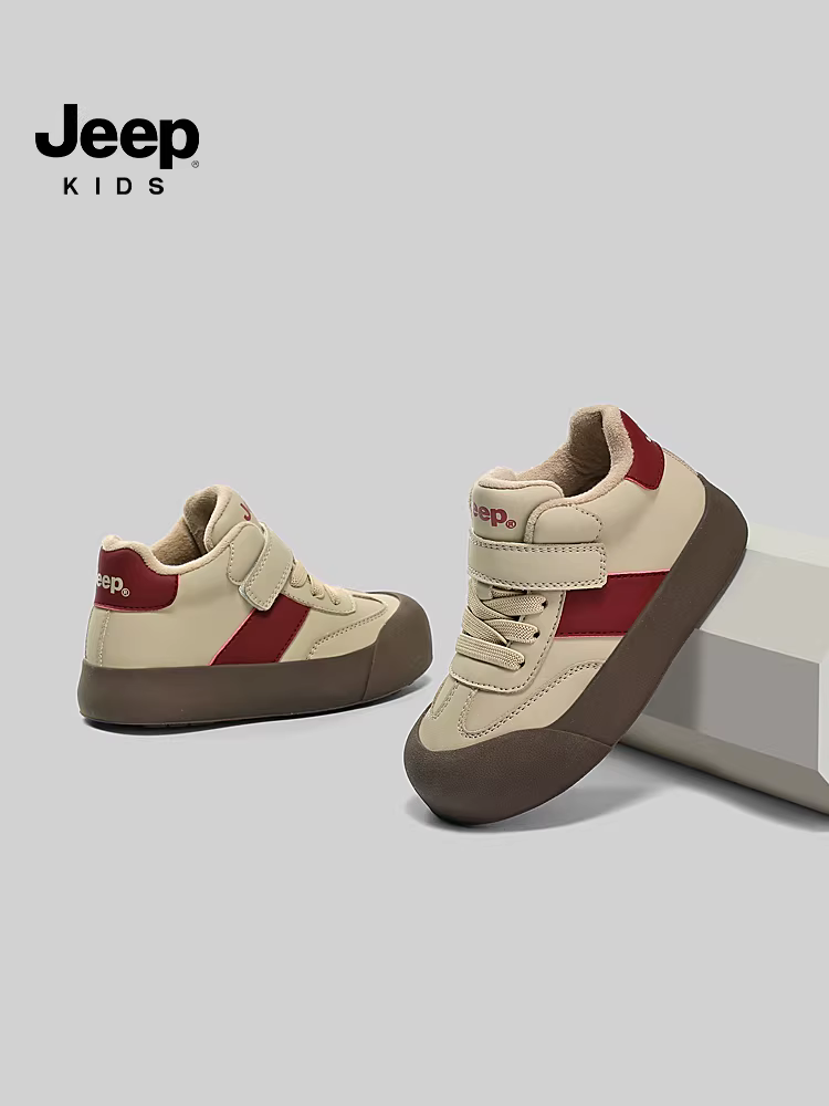 Giày thể thao trẻ em Jeep, giày sneaker cổ cao, giày tập luyện, mẫu mới mùa đông 2025, lót lông cừu, đệm bông đôi