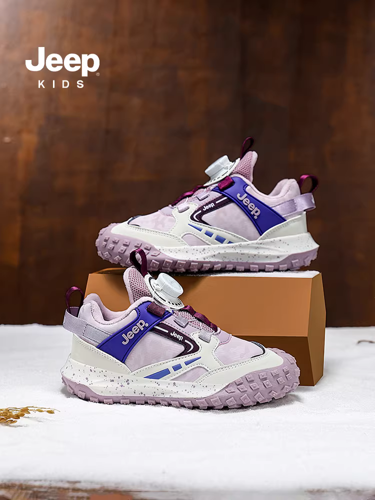 Giày cotton lót lông cừu trẻ em Jeep, kiểu dáng mùa đông mới, giày thể thao đế mềm nhẹ, ấm áp cho bé gái, giày chạy bộ mùa xuân 2026