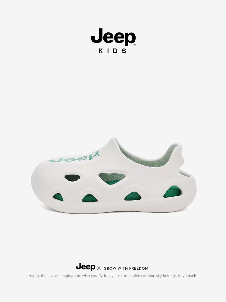 Dép quai ngang mùa hè Shuoxi cho bé trai Jeep, mẫu mới 2025, kiểu kín mũi, giày nước trẻ em, giày đi biển cho bé gái