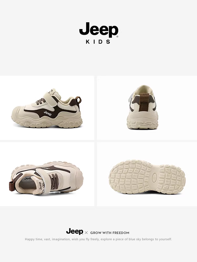 Giày trẻ em Jeep mùa xuân thu Giày thể thao đế mềm Velcro nhẹ dành cho bé gái 2024 Giày chạy bộ chống mài mòn mới dành cho bé trai