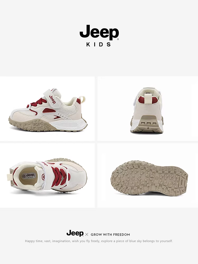 Giày trẻ em Jeep đế mềm, kiểu dáng thường ngày, có khóa dán, giày đi bộ ngoài trời, mẫu mới mùa thu 2025, giày thể thao trẻ em