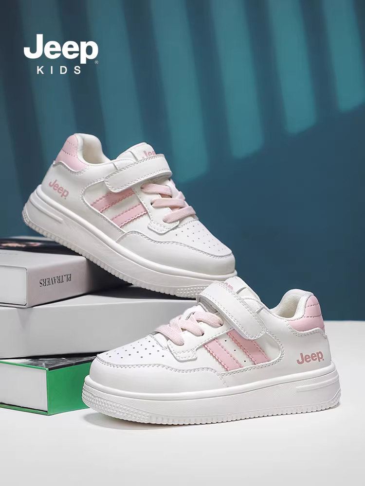 Giày trẻ em Jeep, giày trắng trẻ em, giày thể thao cổ thấp, giày thể thao nữ, giày chạy bộ mùa học mới 2025