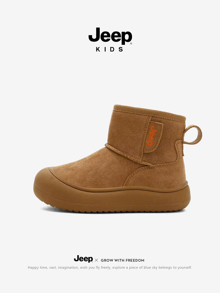 Giày bốt trẻ em Jeep mùa đông 2025 kiểu mới lót lông dày giữ ấm cho bé gái bé trai