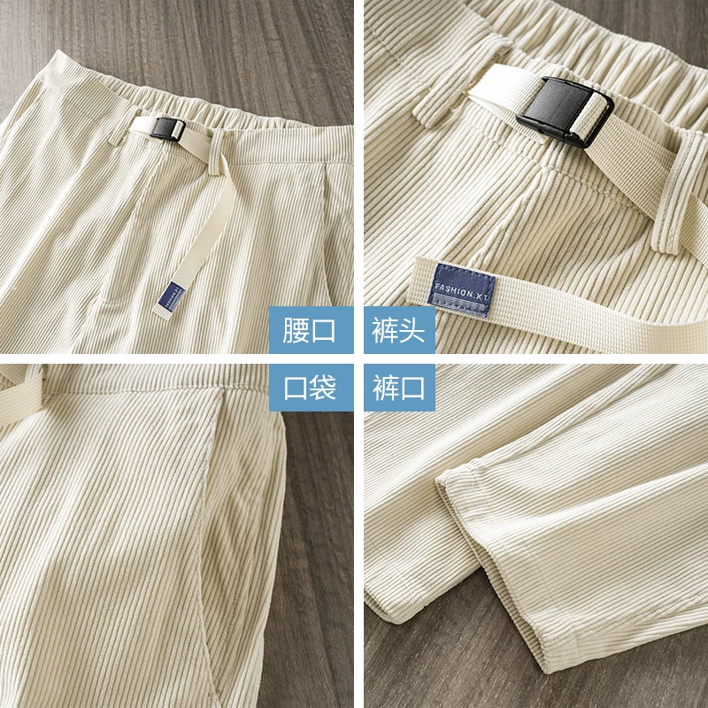 Quần kaki dày kiểu Mỹ dành cho nam, mẫu mới xuân thu 2025, dày dặn ấm áp, dáng thẳng ống côn, quần thể thao thường ngày.