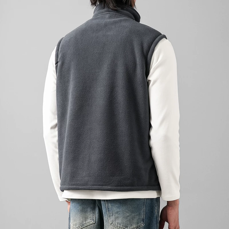 Áo vest nỉ dày kiểu Mỹ dành cho nam, mùa thu đông, dày dặn với lớp lông cừu, áo ấm có lớp lót bên trong.