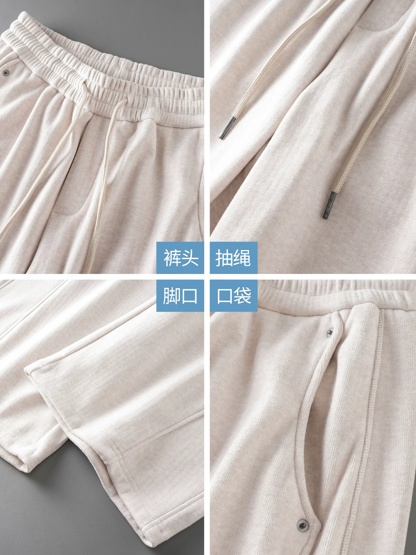 Quần thường ngày lót lông cừu hạng nặng OMZM480G dành cho nam, quần thường ngày ống rộng dáng thẳng mùa thu đông, quần ống rộng kiểu Mỹ.