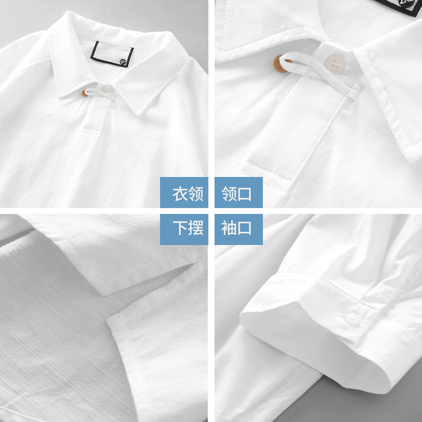 Áo sơ mi POLO ngắn tay bằng vải cotton và vải lanh ba phần tư của OMZM dành cho nam, áo thun có cổ rộng mùa hè, áo sơ mi nửa tay bằng vải lanh thoáng khí