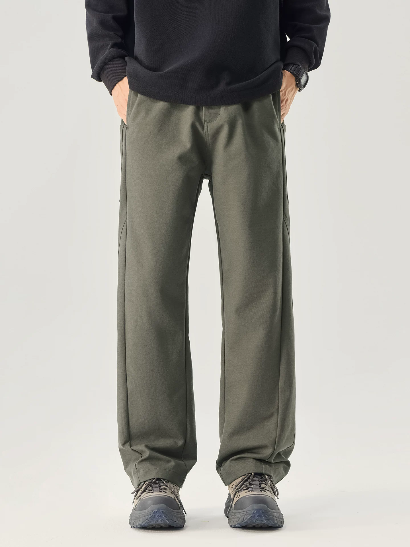 Quần cargo ống thẳng kiểu Mỹ OMZM dành cho nam, quần ống rộng dáng rộng mùa thu đông, quần thể thao kiểu kiếm lưỡi liềm dành cho giới trẻ