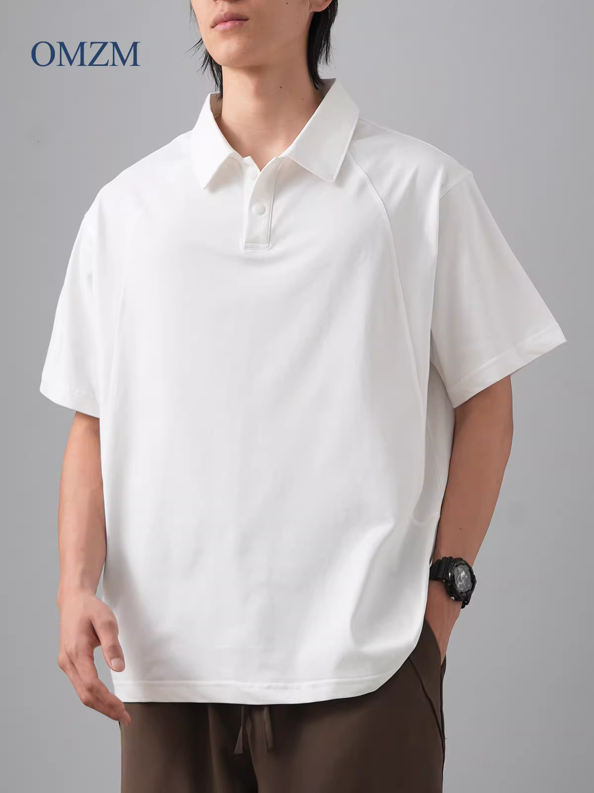 Áo sơ mi Solona POLO phong cách Mỹ mát mẻ ngắn tay dành cho nam mùa hè áo thun dáng rộng có cổ chống nắng kháng khuẩn màu trơn nửa tay