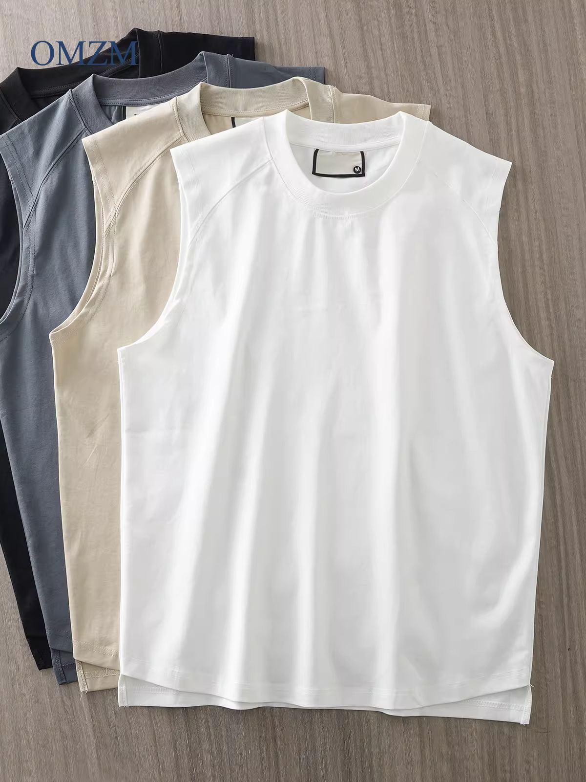 Áo vest không tay hạng nặng kiểu Mỹ dành cho nam, áo thun cổ tròn dáng rộng màu trơn mùa hè, áo lót dùng để chạy bộ, thể thao và thể hình.