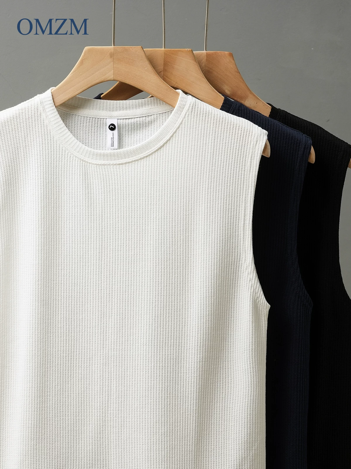 Áo vest dệt kim cao cấp OMZM dành cho nam, áo lót thể thao mỏng nhanh khô mùa hè, áo thun không tay màu trơn để mặc ngoài