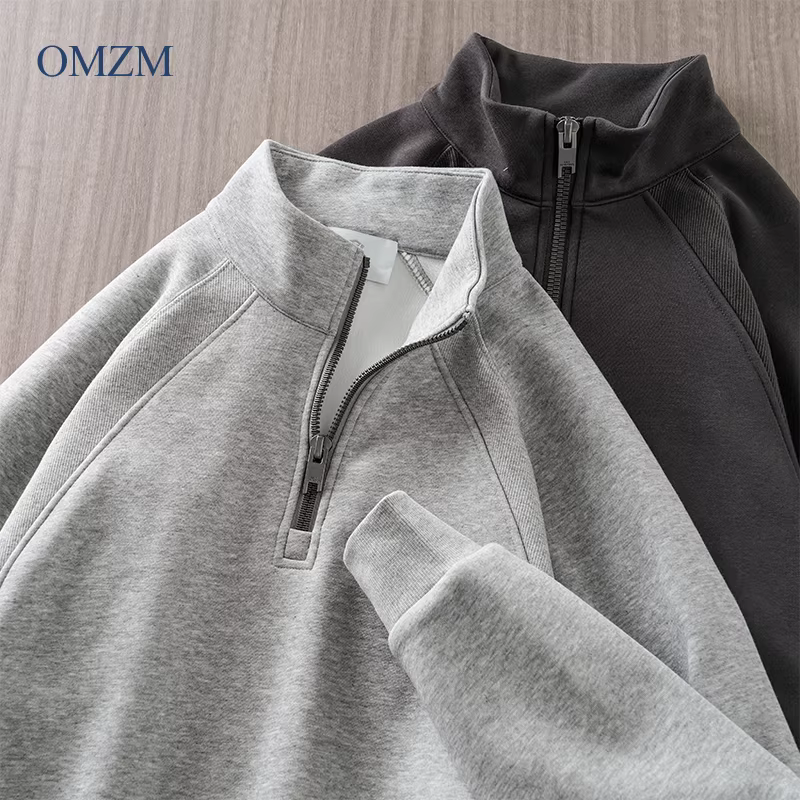 Áo khoác nỉ nam OMZM460G chất liệu dày dặn, cổ đứng, khóa kéo nửa thân, giữ ấm mùa đông