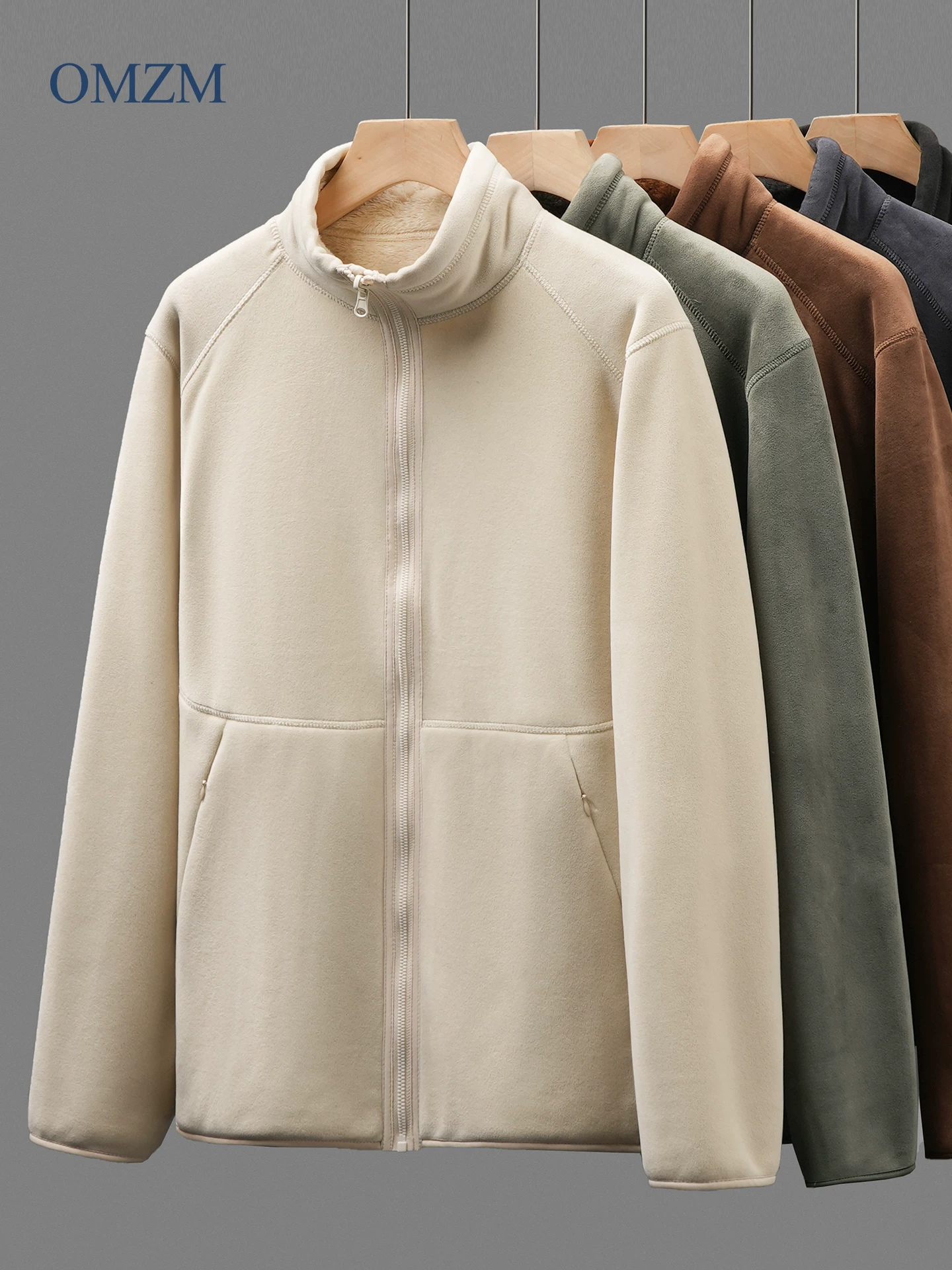Áo khoác lông cừu OMZM dành cho nam mùa đông lót lông cừu dày dặn ấm áp áo khoác lông cừu có thể đảo ngược áo khoác mềm có lớp lót bên trong áo len cardigan