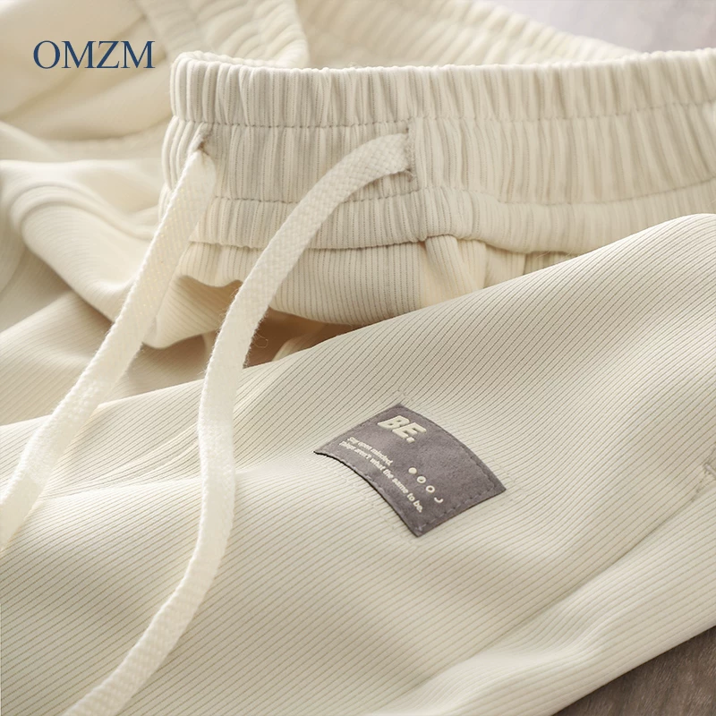 Quần thể thao hạng nặng OMZM 460G dành cho nam, phong cách đường phố cao cấp của Mỹ mùa thu đông, quần jogger rộng rãi với ống quần thon gọn, quần dài thể thao thường ngày.