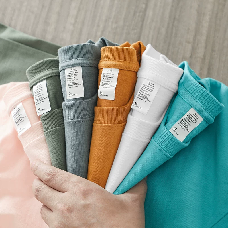 Áo thun ngắn tay hạng nặng 300g kiểu cổ điển của Mỹ OMZM dành cho nam, áo sơ mi cổ tròn mùa hè, chất liệu cotton nguyên chất, nửa tay màu trắng tinh khiết.