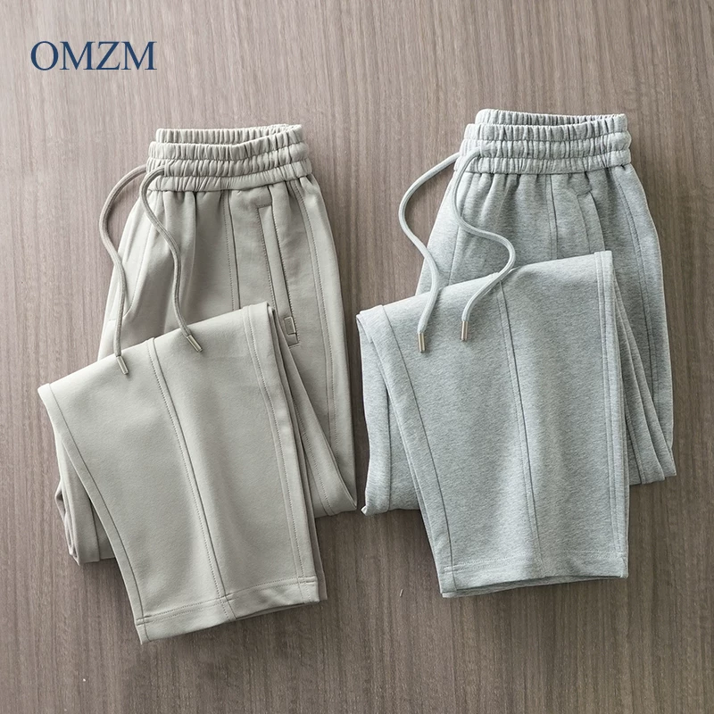 Quần ống rộng dáng cong phong cách Mỹ OMZM dành cho nam, quần ống rộng dáng thẳng dáng rộng mùa thu đông 2024, quần dài thể thao thường ngày