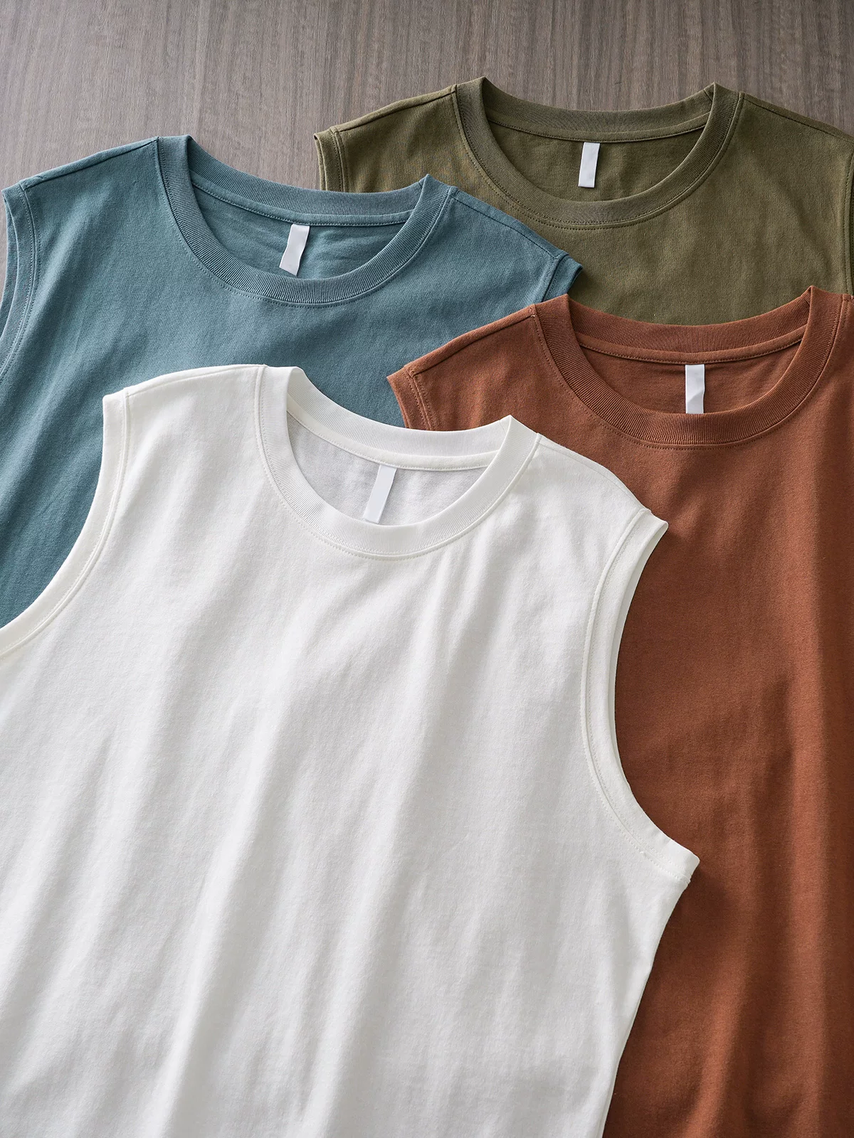 Áo ba lỗ nam cotton 100% dày dặn kiểu Mỹ 260G, mùa hè 2024, kiểu dáng rộng, cổ tròn, thể thao, màu trơn