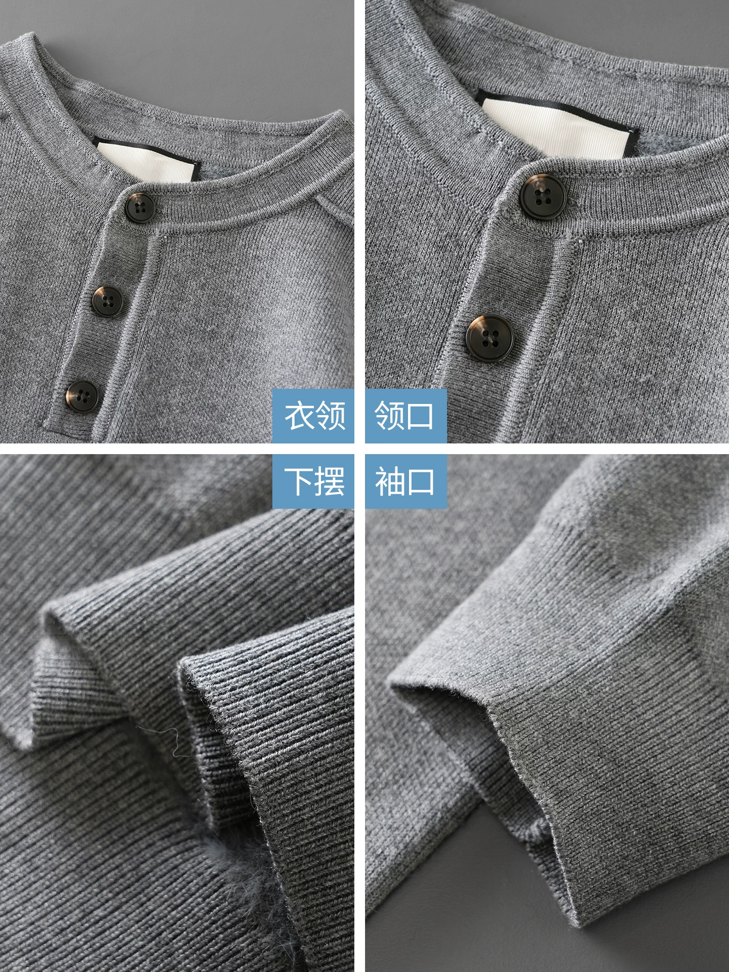 Áo len dệt kim hạng nặng OMZM680G dành cho nam, áo sơ mi lớp lót dày dặn giữ ấm mùa đông, áo len cổ Henry cổ điển kiểu Mỹ.