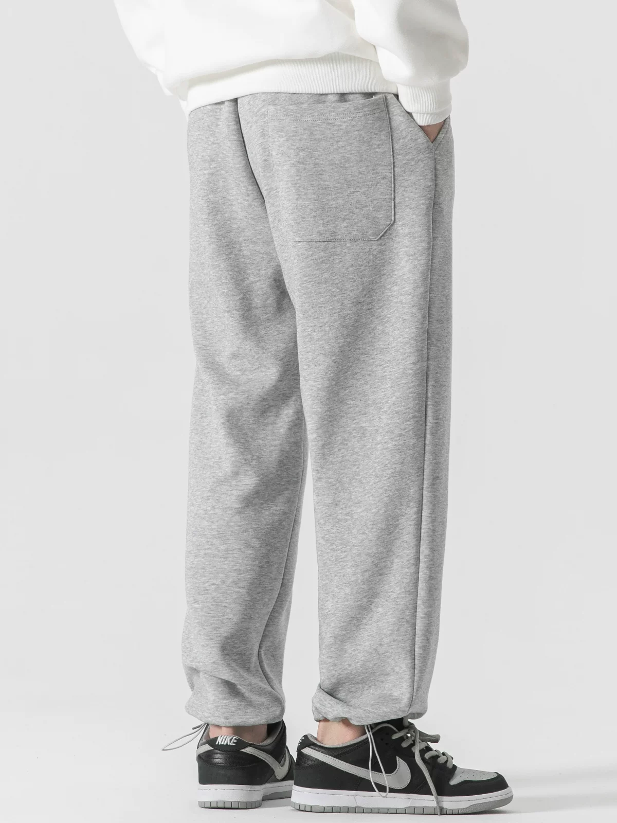 Quần jogger có dây rút hạng nặng OMZM dành cho nam, quần dài dáng rộng phong cách Mỹ mùa xuân và mùa thu, quần thể thao màu xám